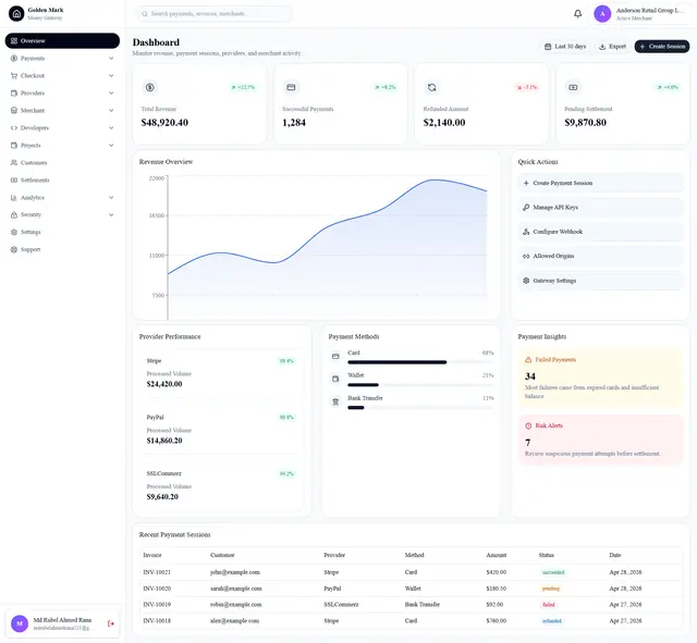 Global Payment Provider project screen 1